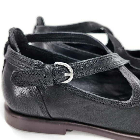 Lucky Brand Necia Black Leather Criss-Cross Mary-Jane Straps Round-Toe Flats - Picture 5 of 12